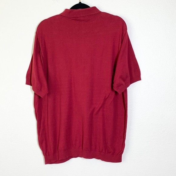 Supreme Knit Polo Shirt Men's L Burgundy Red 100% Cotton Short Sleeve - Picture 8 of 8